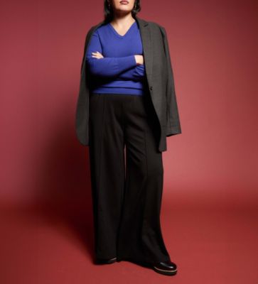 Womens Plus Pam Pintuck Wide Leg Ponte Pants