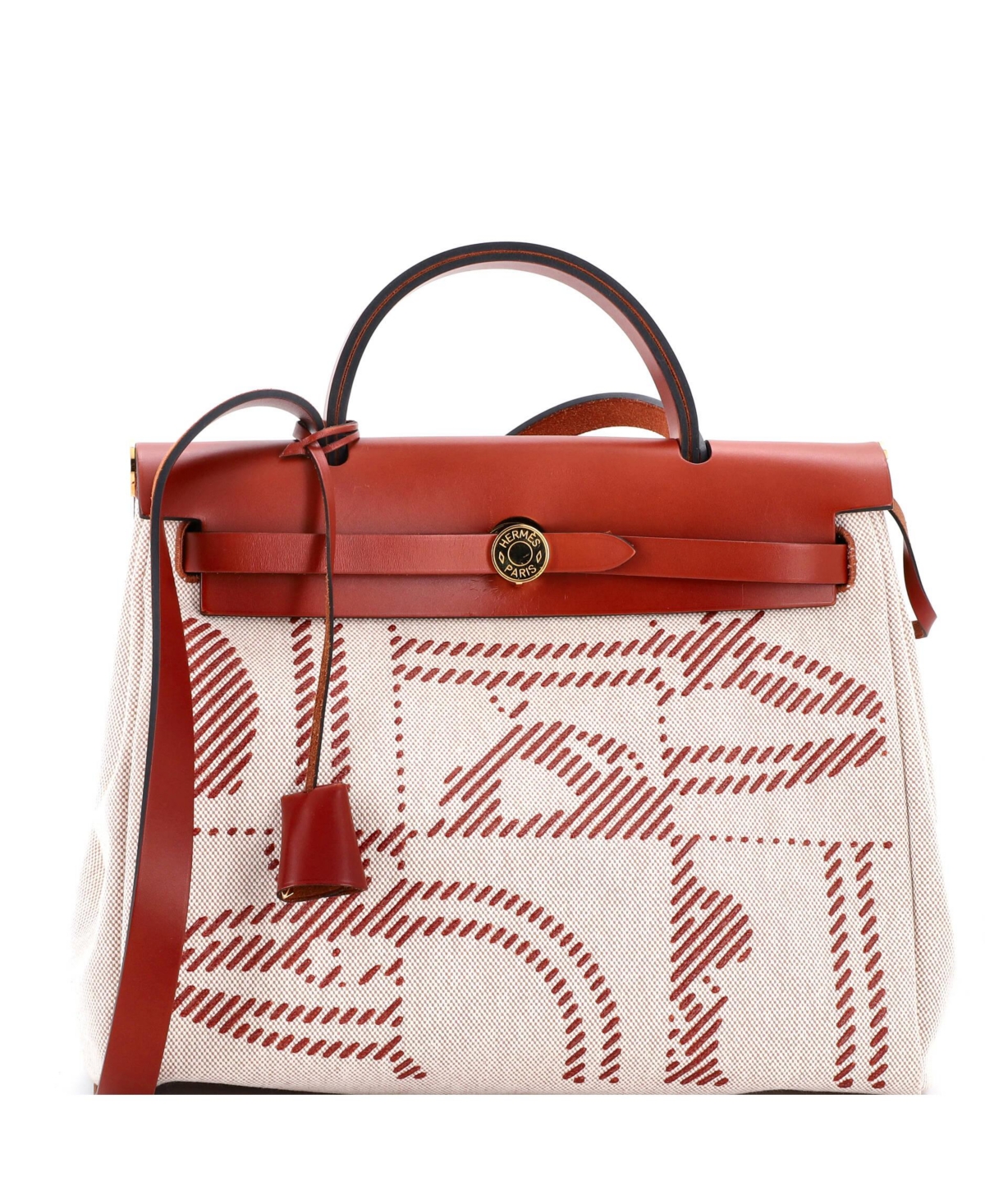 Pre-Owned Hermes 31 Herbag Zip Relief Brides de Gala Toile and Leather