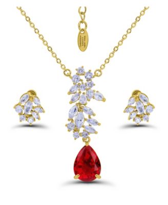 Gold Plated Cluster Necklace and Earring Set