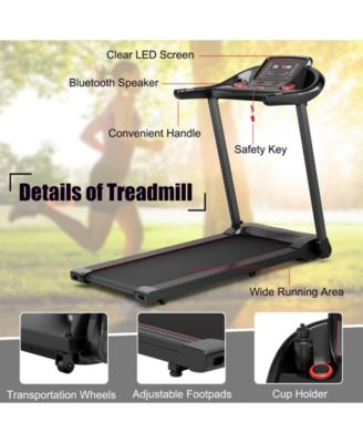 2.25HP Electric Running Machine Treadmill with Speaker and APP Control-Red