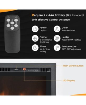 50 Inches Electric Fireplace in-Wall Recessed with Remote Control and Adjustable Color and Brightness