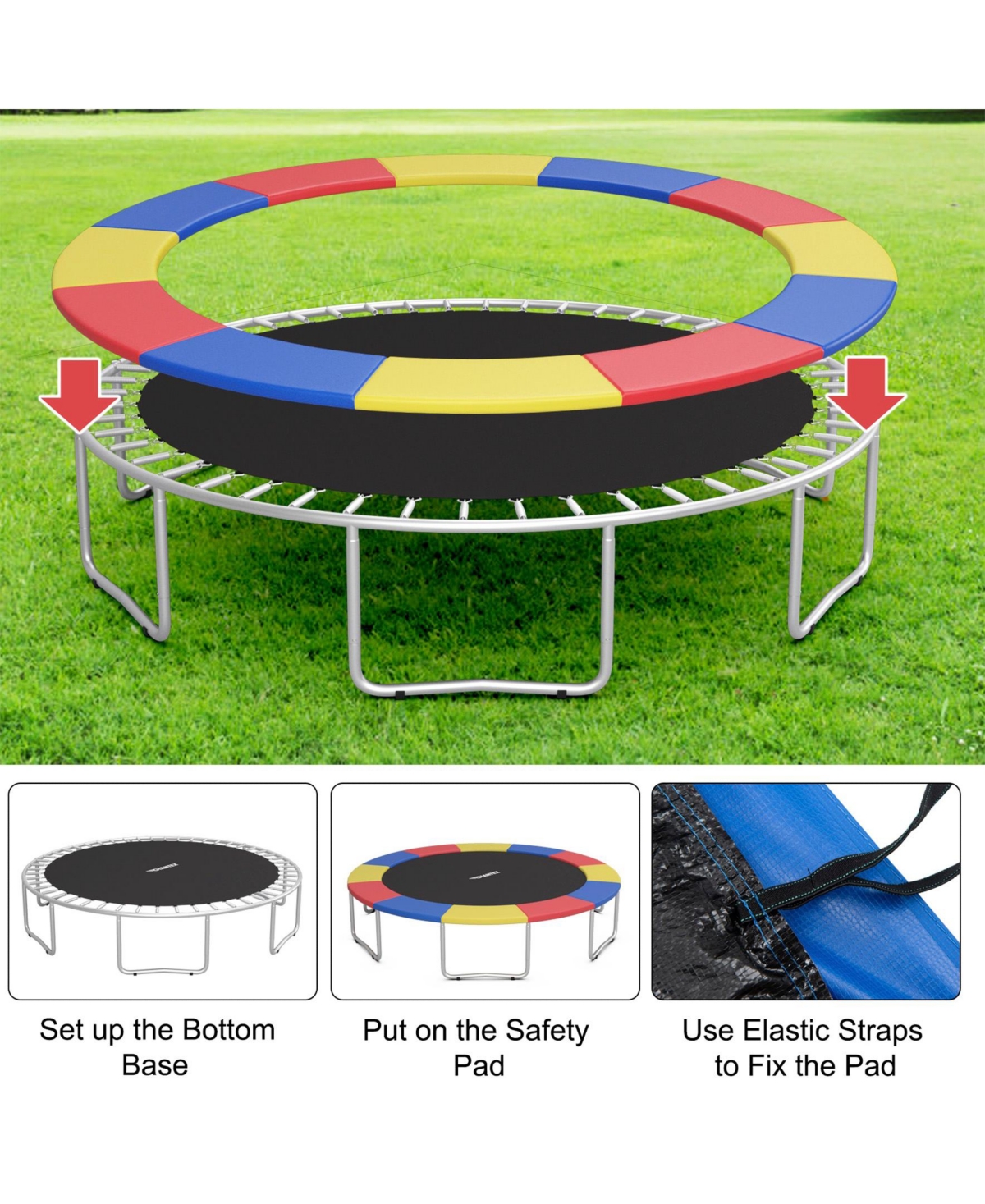 Sugift 15 Feet Universal Trampoline Spring Cover-Multicolor