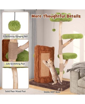 Multi-level Cat Tree with Double Decker Cat House Scratching Posts & Sisal Panel