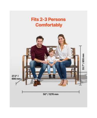 Patio Glider Bench with Metal Frame and Cast Iron Backrest