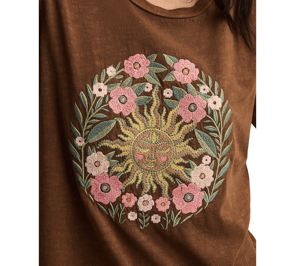Lucky Brand Women's Floral Sun Classic Crewneck Top