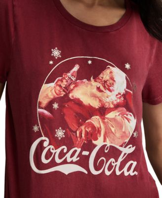 Women's Coca Cola Circle Santa Graphic Print Top