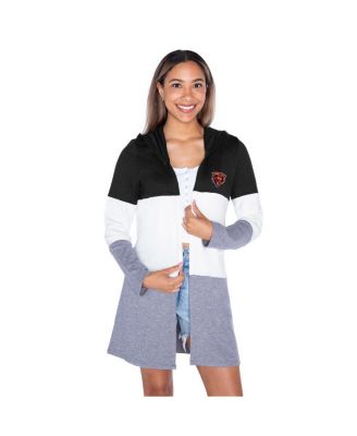 Gameday Couture - Women's Black Chicago Bears Tri-Blend Color Block Lightweight Cardigan