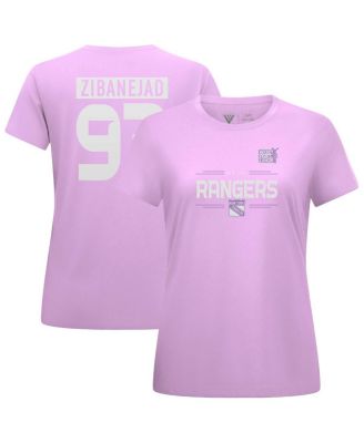 LevelWear - Women's Mika Zibanejad Lavender New York Rangers Hockey Fights Cancer Anthem Name Number T-Shirt