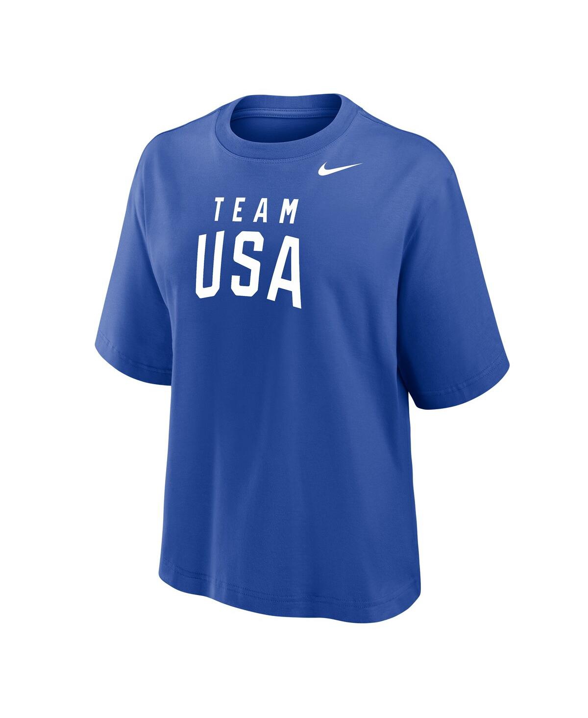 Nike Women's Royal Team Usa Boxy T-shirt In Blue