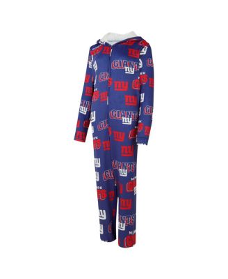 Women's Royal New York Giants Roadway Allover Print Microfleece Full-Zip Union Suit