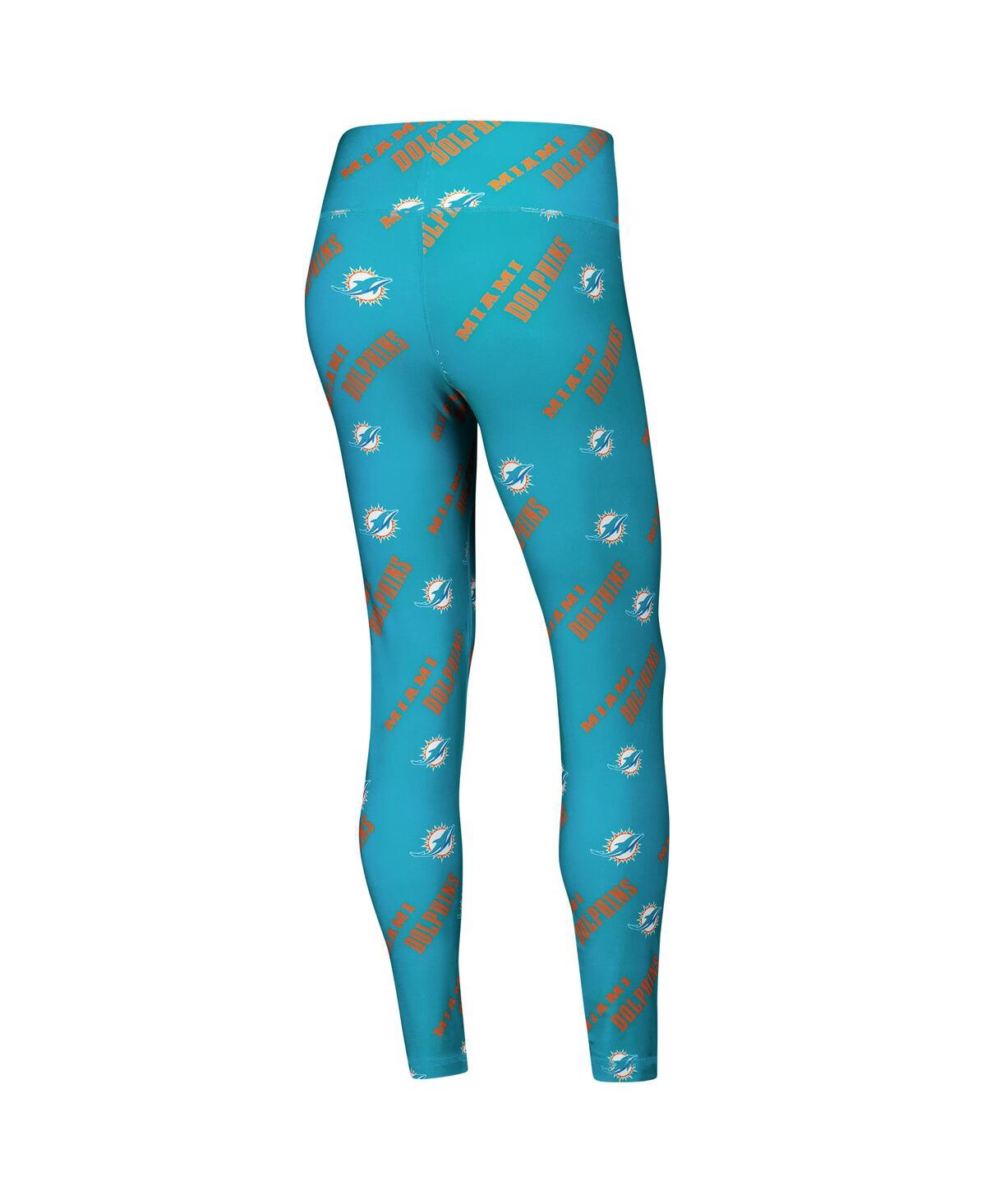 Concepts Sport Women's Aqua Miami Dolphins Breakthrough Allover Print Knit Sleep Leggings In Blue