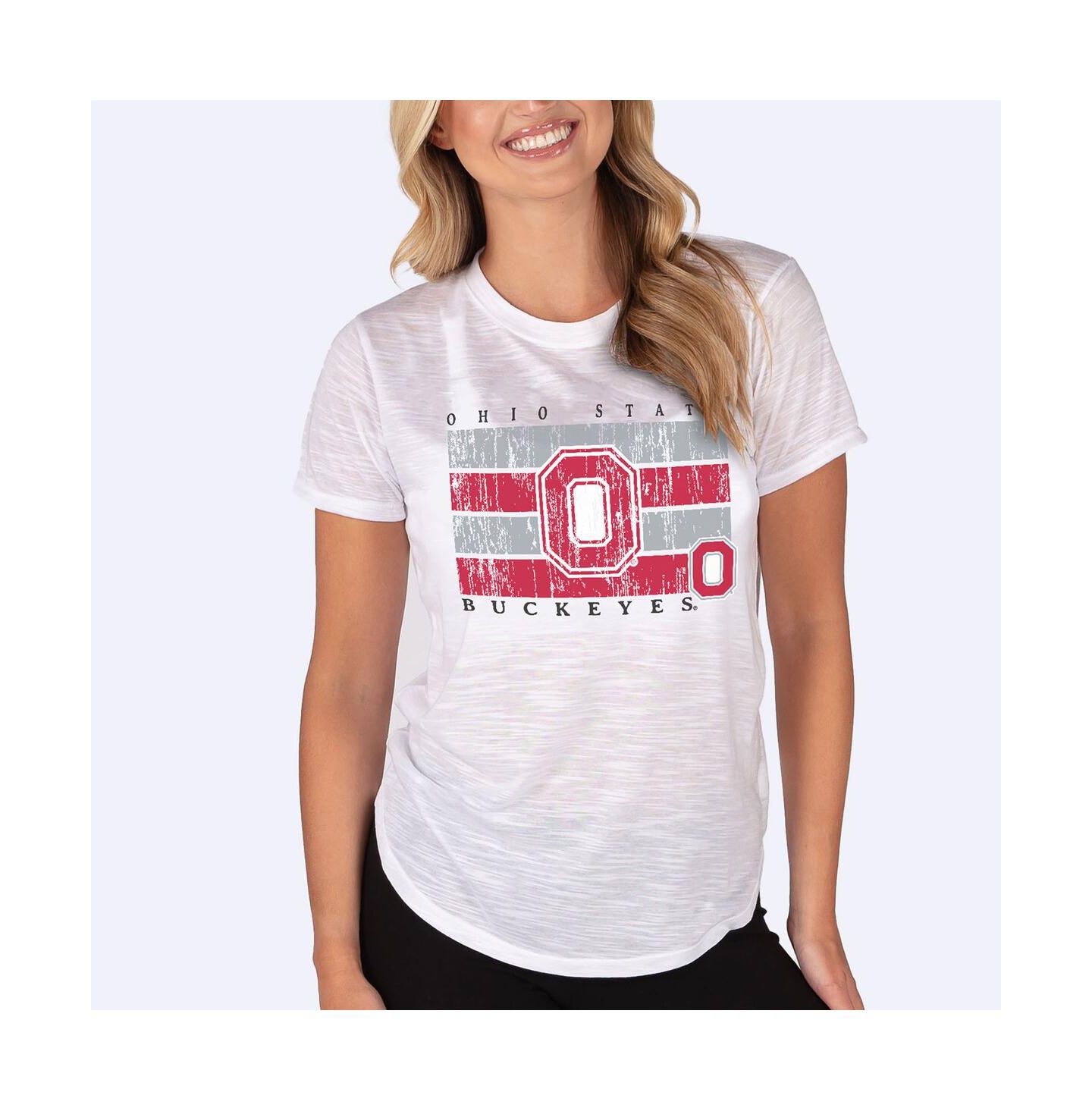 Женский топ Concepts Sport White Ohio State Buckeyes Infuse Lightweight Slub Knit — фото 1