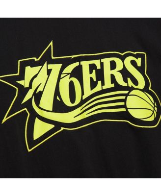 Men's Black Philadelphia 76ers Hardwood Classics Neon Nights Premium T-Shirt