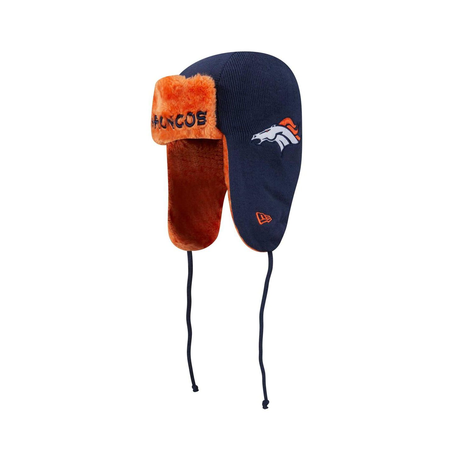 Мужская шапка New Era Navy Denver Broncos Helmet Head Trapper Knit Hat — фото 1