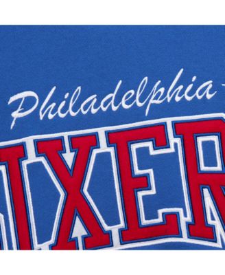 Men's Royal Philadelphia 76ers Hardwood Classics There Back 2.0 Vintage Pullover Sweatshirt