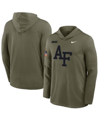 Nike - Men's Olive Air Force Falcons 2025 Military Appreciation Dri-FIT Long Sleeve Hoodie T-Shirt