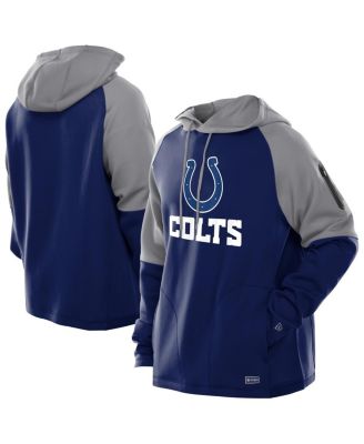 New Era - Men's Royal Indianapolis Colts Combine Authentic Color Block Raglan Pullover Hoodie