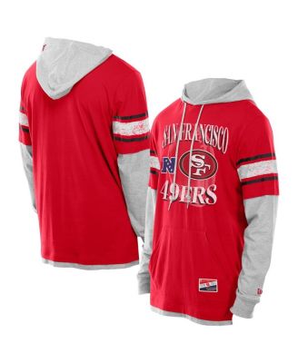 New Era - Men's Scarlet San Francisco 49ers Twofer Layered Long Sleeve Hoodie T-Shirt