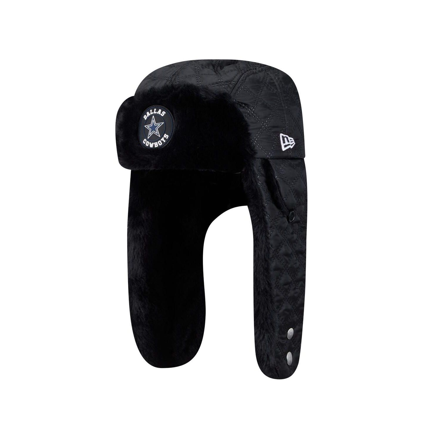 Мужской головной убор New Era Black Dallas Cowboys Quilted Trapper Hat — фото 1