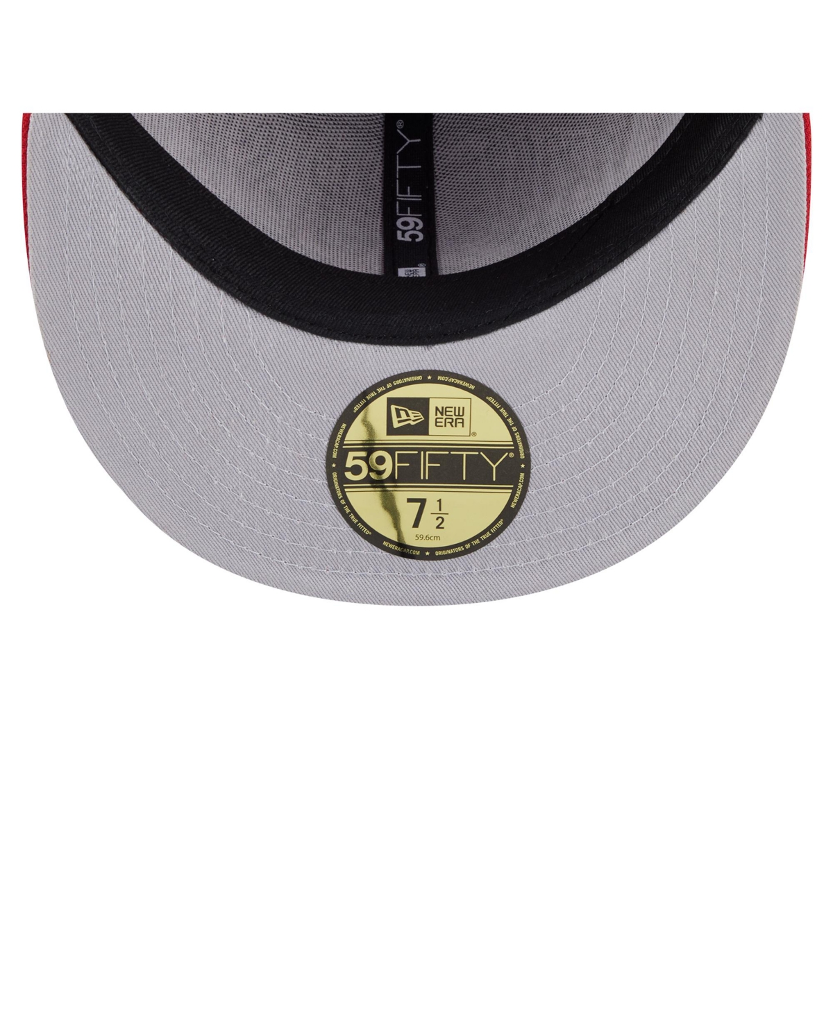 New Era Men's Red Jersey Devils Oversized Vintage Arch 59Fifty Fitted Hat