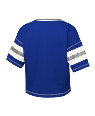 Big Girls Royal Kentucky Wildcats Gridiron Jersey V-Neck T-Shirt