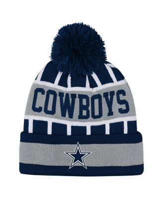 Outerstuff - Big Boys and Girls Navy Dallas Cowboys Go Fast Cuffed Knit with Pom Hat