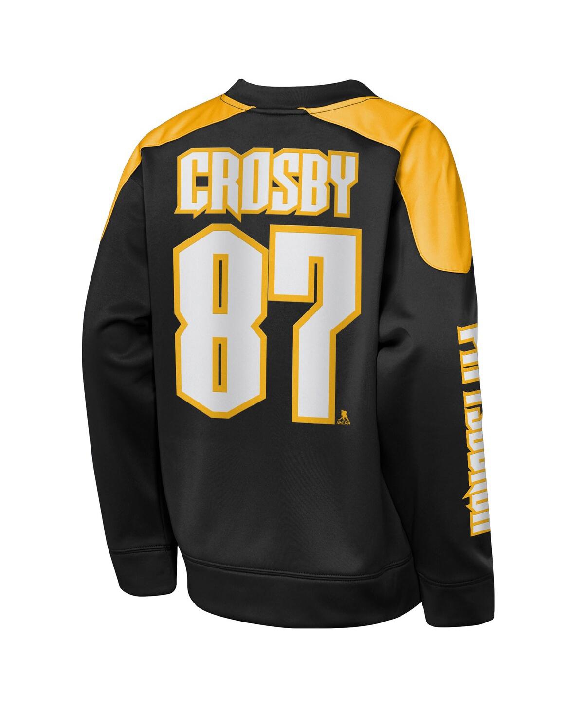 Outerstuff Big Boys And Girls Sidney Crosby Black Pittsburgh Penguins Best Defense Name Number Crewneck Sweatsh In Yellow