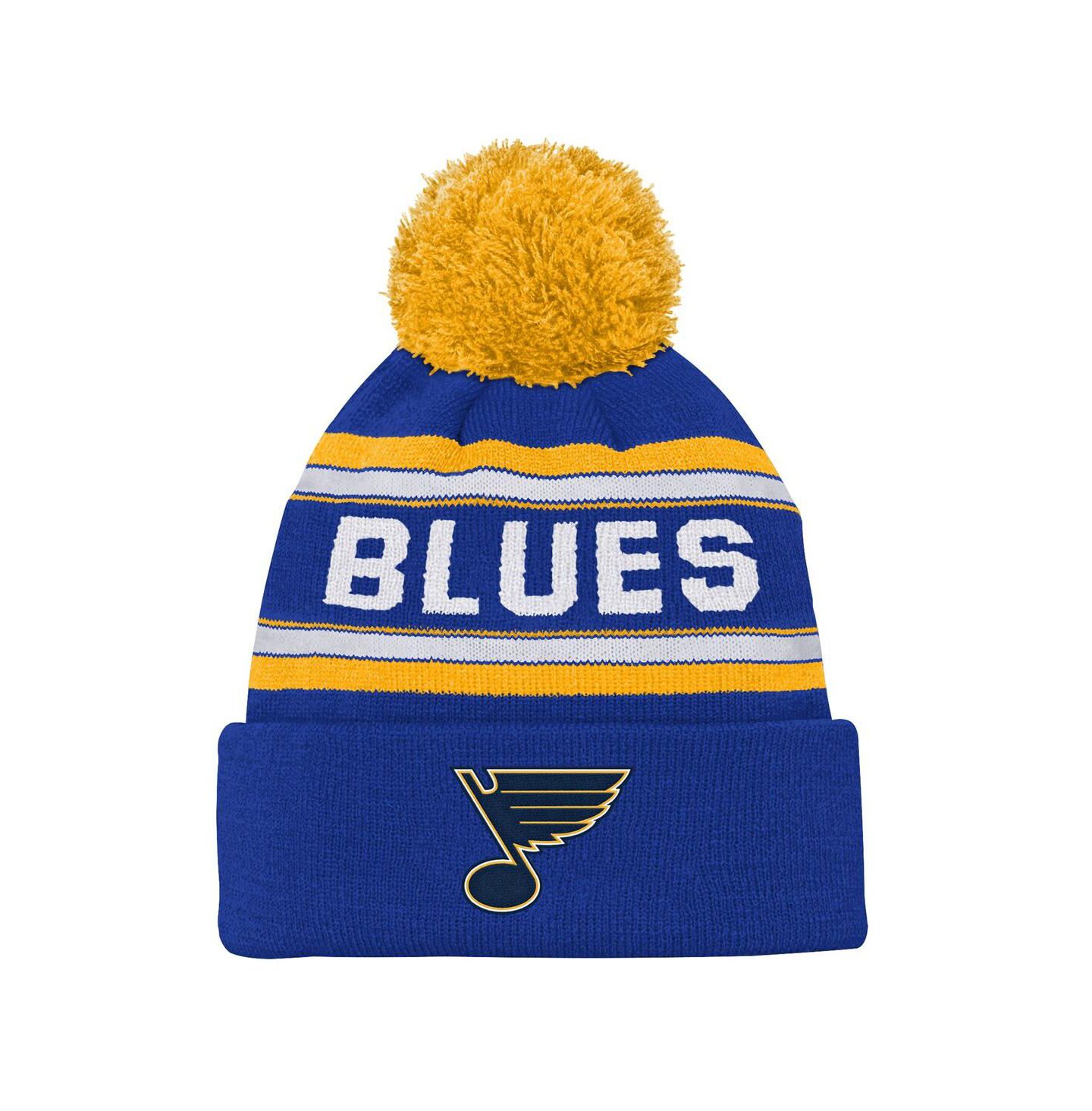 Детский головной убор Outerstuff Blue St. Louis Blues Jacquard Cuffed Knit with Pom Hat — фото 1