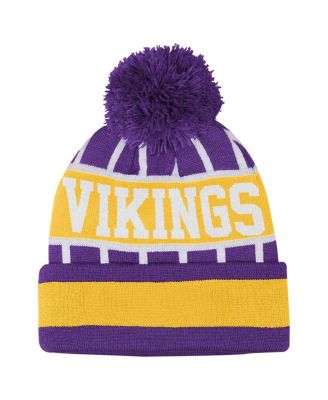 Big Boys and Girls Purple Minnesota Vikings Go Fast Cuffed Knit with Pom Hat