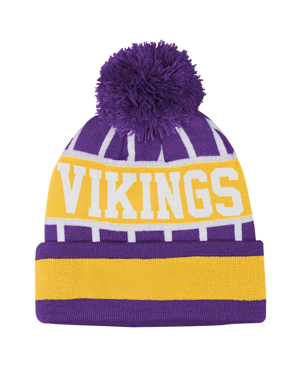 Outerstuff Big Boys And Girls Purple Minnesota Vikings Go Fast Cuffed Knit With Pom Hat In Purple