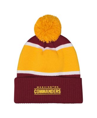 Girls Burgundy Washington Commanders Let's Play Cuffed Knit with Pom Hat