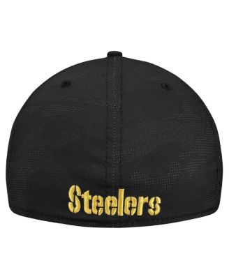 Men's Black Pittsburgh Steelers Tonal Camo 39THIRTY Stretch Fit Hat