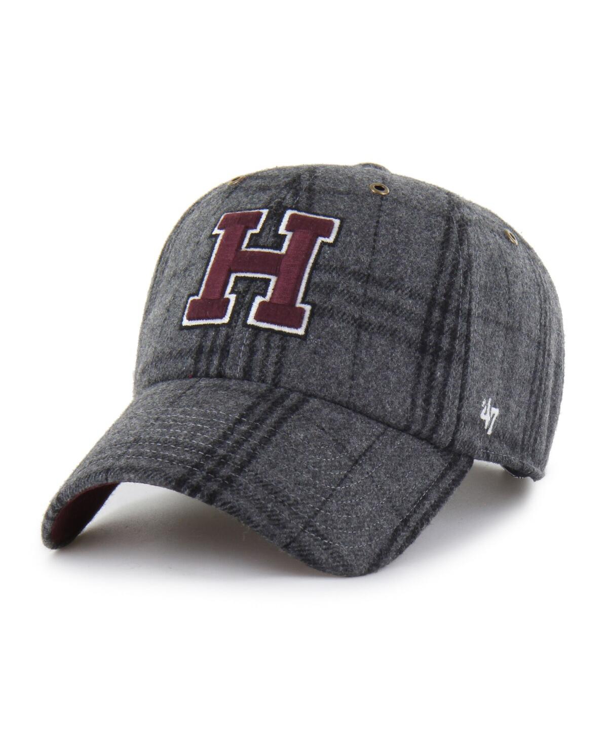 47 Brand Men's And Women's Gray Harvard Crimson Plaid Windowpane Clean Up Adjustable Hat In Gray