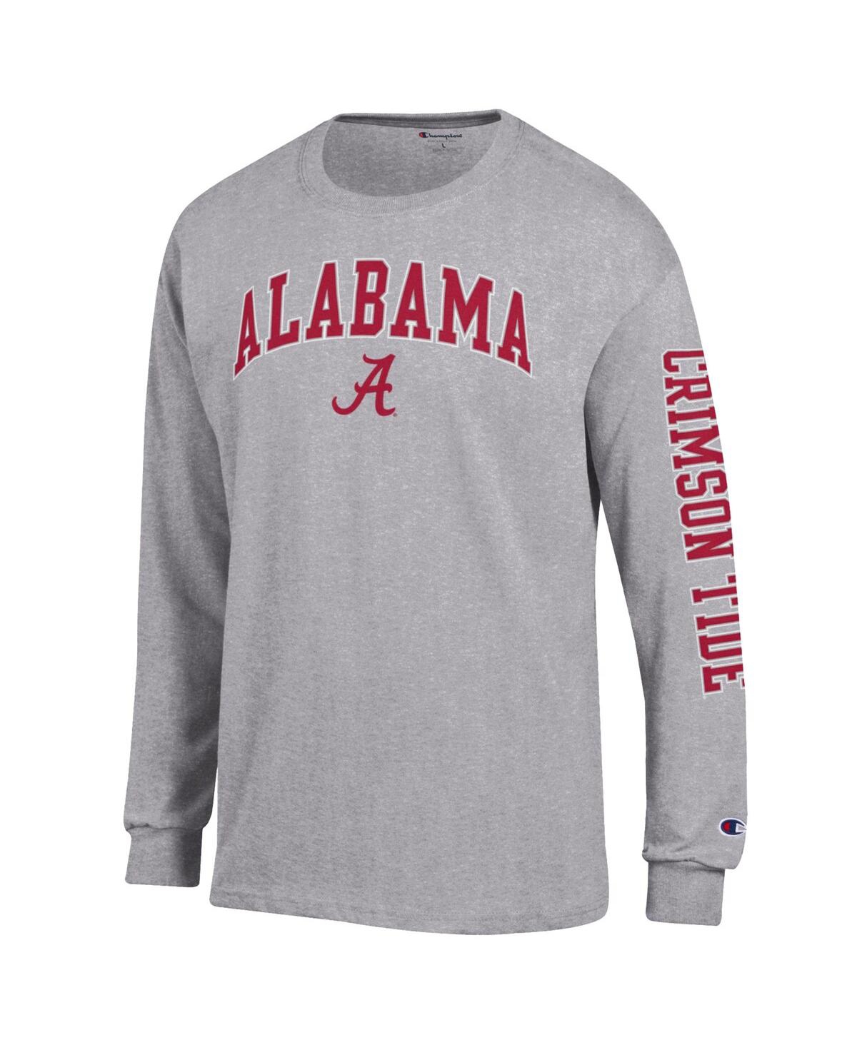 Champion Men's Heather Gray Alabama Crimson Tide Arch Over Logo 2-hit Long Sleeve T-shirt In Gray