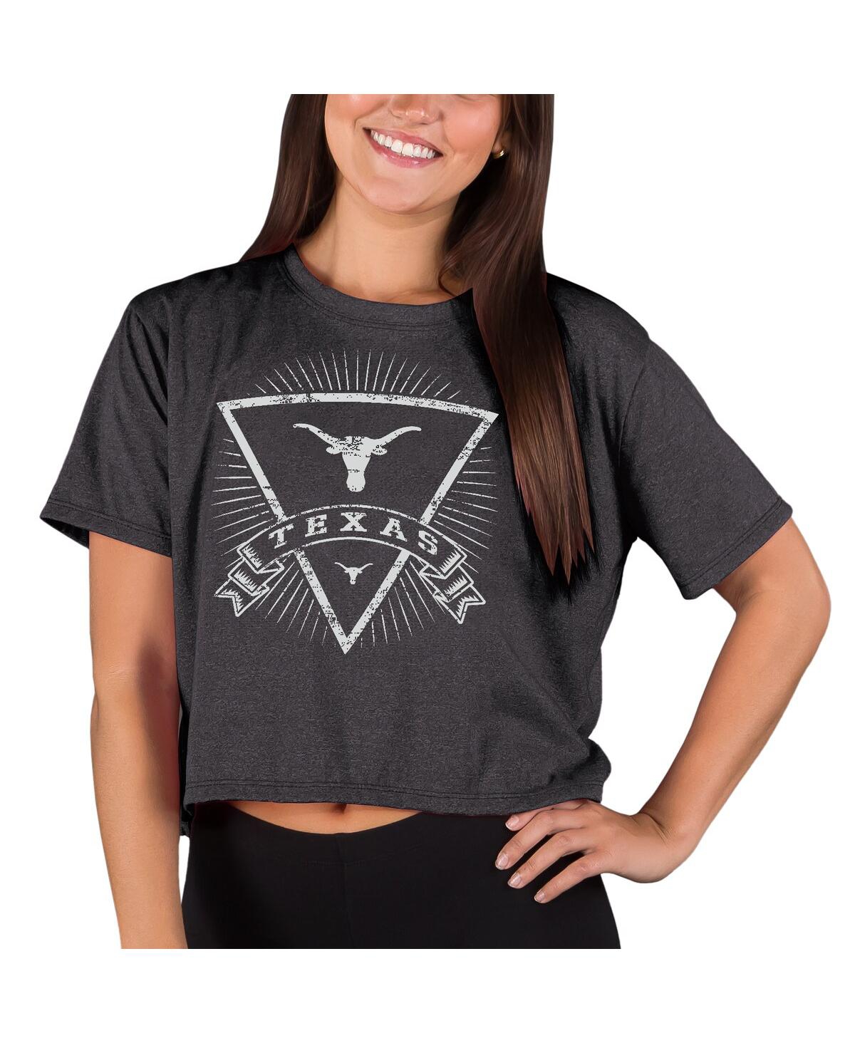 Concepts Sport Women's Charcoal Texas Longhorns Quest Knit Crop Top In Black