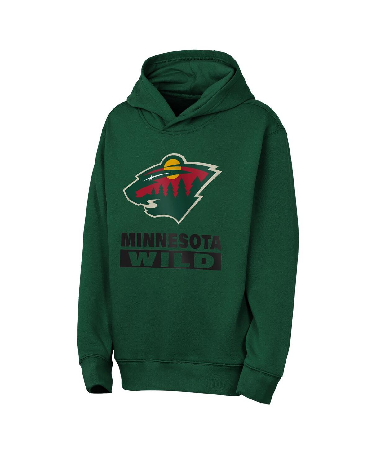 Outerstuff Big Boys And Girls Green Minnesota Wild Back To Basics Hoodie In Green