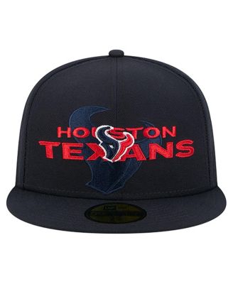 Men's Navy Houston Texans Overlap Wordmark 59FIFTY Fitted Hat
