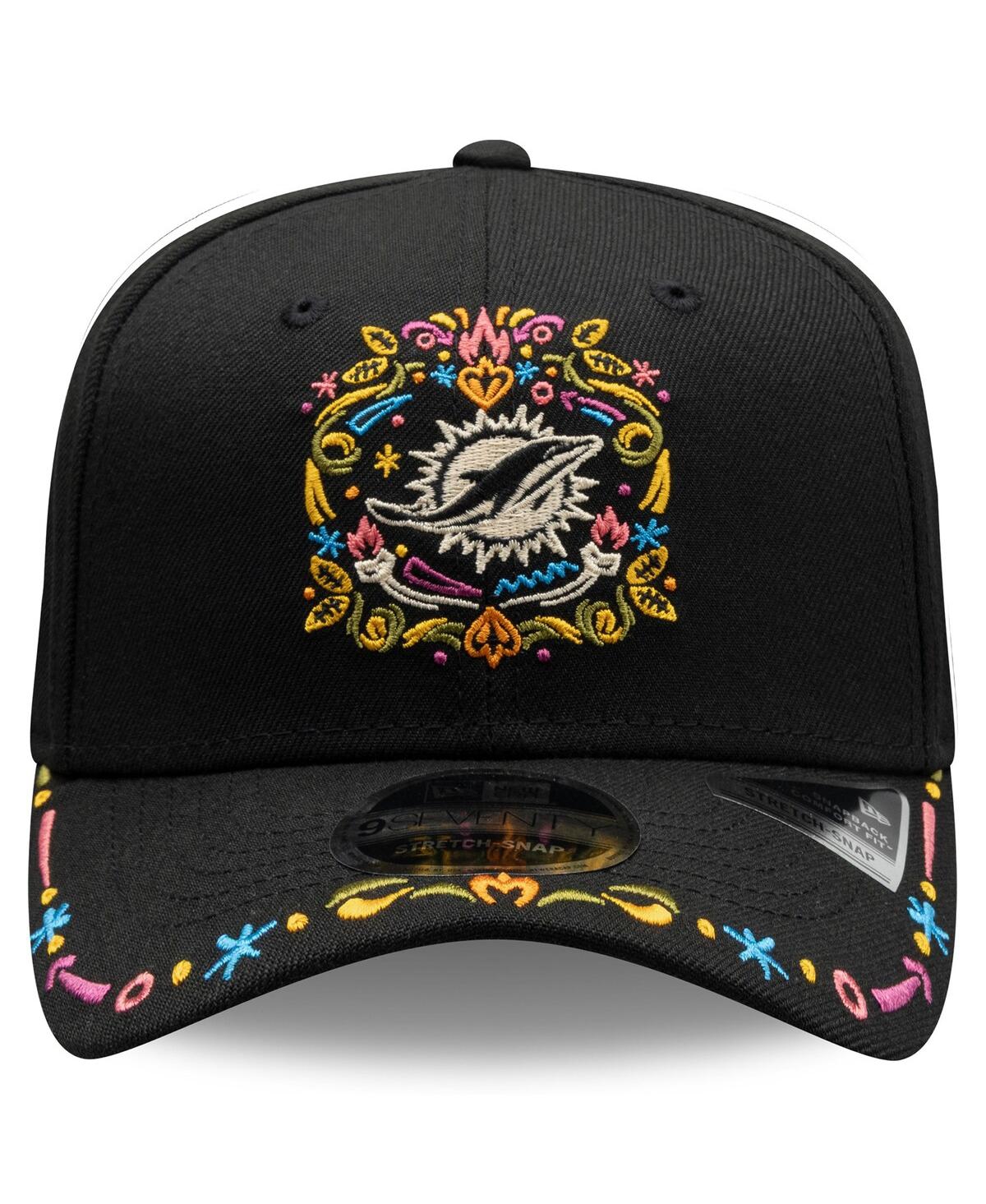 New Era Men's Black Miami Dolphins Hasta La Muerte 9SEVENTY Adjustable Hat