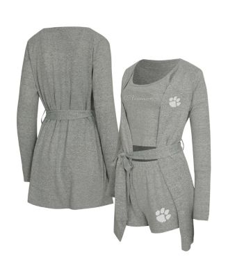 Women's 3-Piece Gray Clemson Tigers Rigor Tank, Short and Robe Set