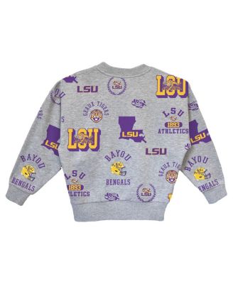 Big Girls Gray LSU Tigers Always On Repeat Pullover Sweatshirt