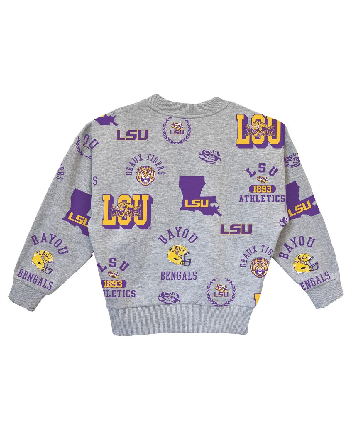 Gameday Couture Big Girls Gray Lsu Tigers Always On Repeat Pullover Sweatshirt