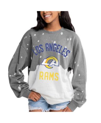 Gameday Couture - Women's Gray Los Angeles Rams Oversized Coin Toss Faded French Terry Tri-Blend Pullover Sweatshirt