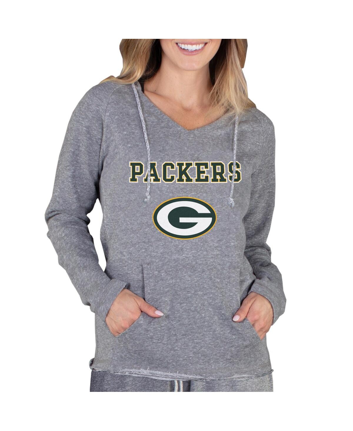 Concepts Sport Women's Gray Green Bay Packers Mainstream Tri-blend Raglan Hoodie V-neck Top In Gray