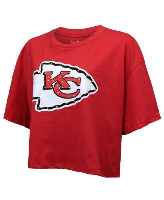 Women's Patrick Mahomes Red Kansas City Chiefs Swarovski Crystals Boxy Cropped Name Number T-Shirt