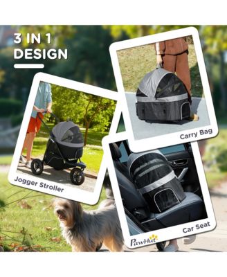 3 in 1 Pet Stroller for Small Dogs and Cats with Detachable Carrier