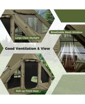 4-6 People Inflatable Tent with 4 Mesh Screen Windows 2 Doors Skylight Carrying Bag