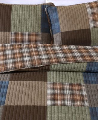 Classic Patchwork Cotton Reversible 3-Pc. Quilt Set, Full/Queen