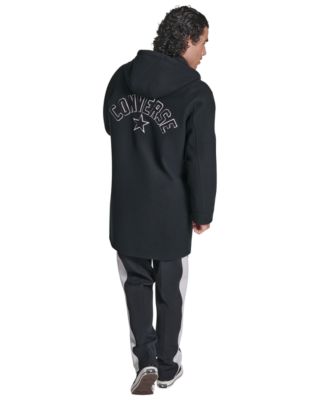Men's Faux Wool Hooded Varsity Jacket