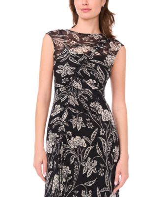 Women's Mesh Ruched Sleeveless Maxi Dress