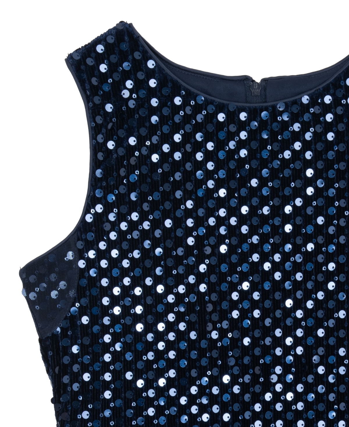 Rare Editions Girls 7-16 Sequin Velvet Sleeveless Dress In Blue